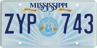 MS license plate ZYP743