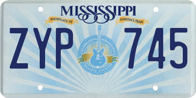 MS license plate ZYP745