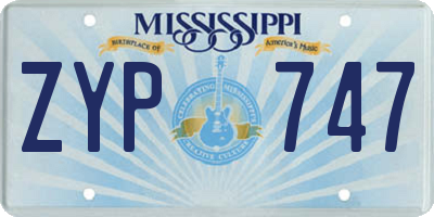 MS license plate ZYP747
