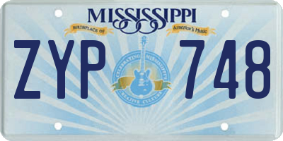 MS license plate ZYP748