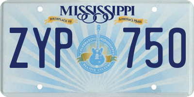 MS license plate ZYP750