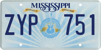 MS license plate ZYP751