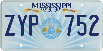 MS license plate ZYP752