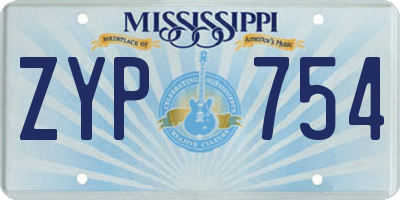 MS license plate ZYP754