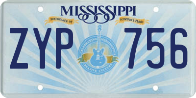 MS license plate ZYP756