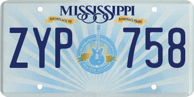 MS license plate ZYP758