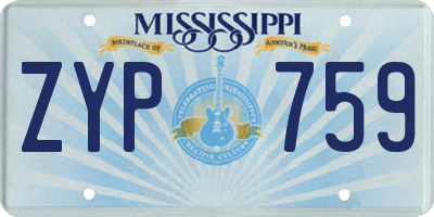 MS license plate ZYP759