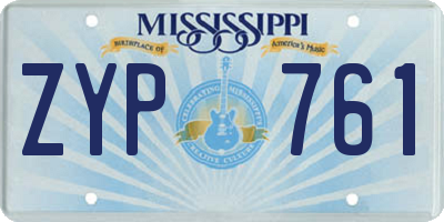 MS license plate ZYP761