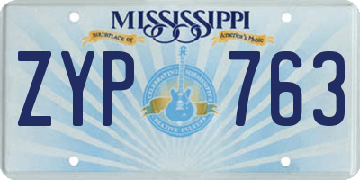 MS license plate ZYP763