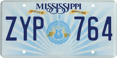 MS license plate ZYP764