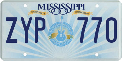 MS license plate ZYP770