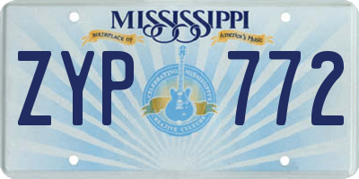 MS license plate ZYP772
