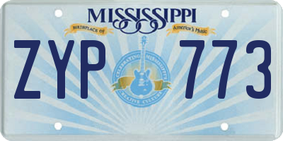 MS license plate ZYP773