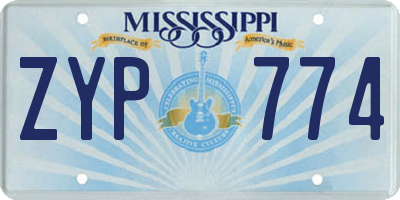 MS license plate ZYP774