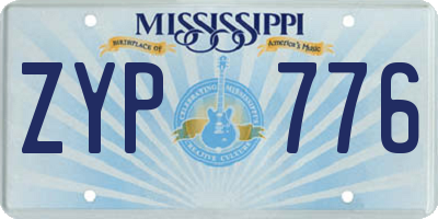 MS license plate ZYP776