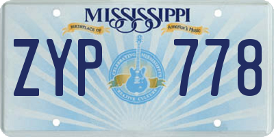 MS license plate ZYP778