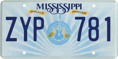 MS license plate ZYP781