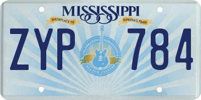 MS license plate ZYP784