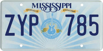 MS license plate ZYP785