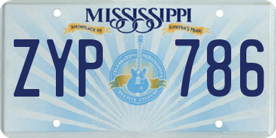 MS license plate ZYP786