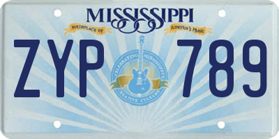 MS license plate ZYP789