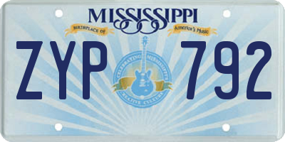 MS license plate ZYP792