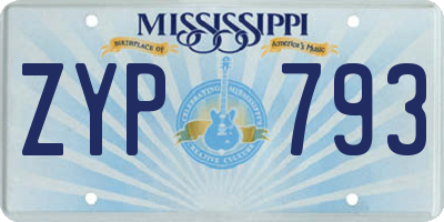 MS license plate ZYP793