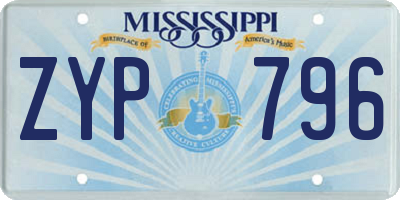 MS license plate ZYP796