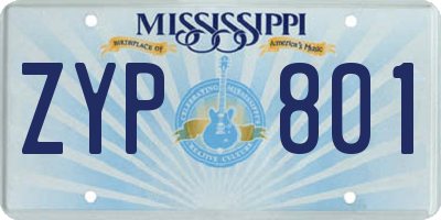 MS license plate ZYP801
