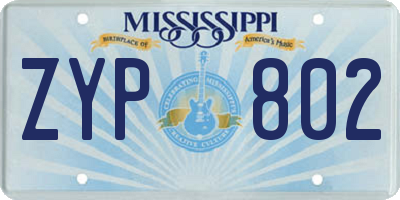 MS license plate ZYP802