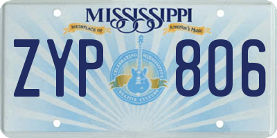 MS license plate ZYP806