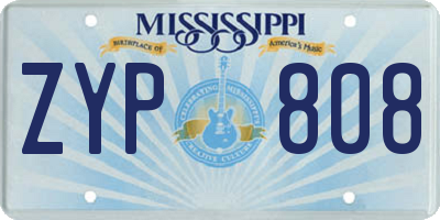 MS license plate ZYP808
