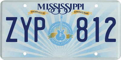 MS license plate ZYP812