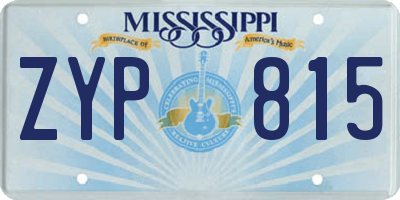 MS license plate ZYP815