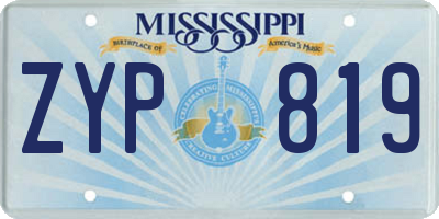 MS license plate ZYP819