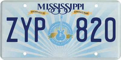 MS license plate ZYP820
