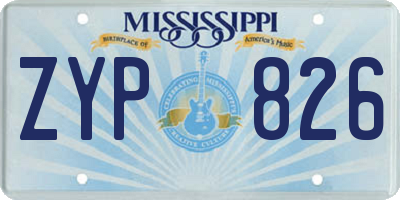 MS license plate ZYP826