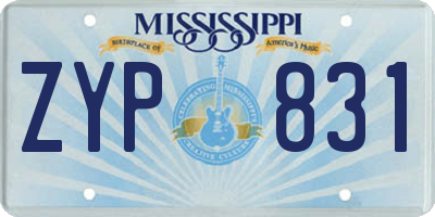 MS license plate ZYP831