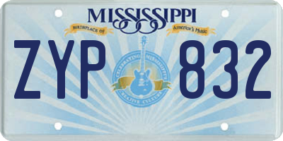 MS license plate ZYP832