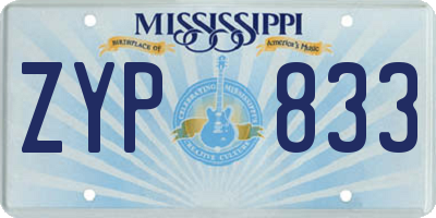 MS license plate ZYP833