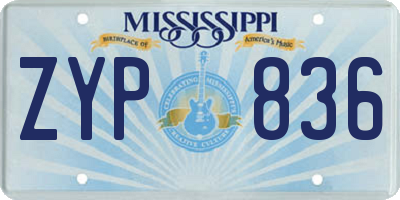 MS license plate ZYP836