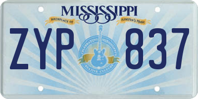MS license plate ZYP837