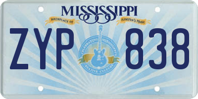 MS license plate ZYP838