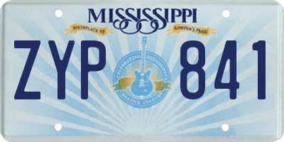 MS license plate ZYP841