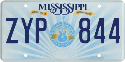 MS license plate ZYP844