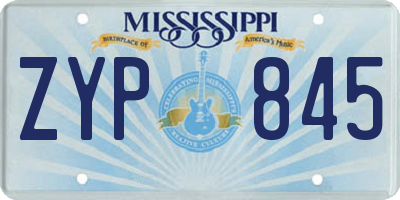 MS license plate ZYP845