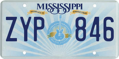 MS license plate ZYP846