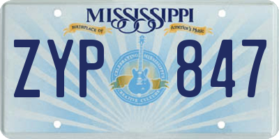 MS license plate ZYP847