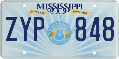 MS license plate ZYP848