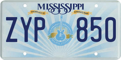 MS license plate ZYP850